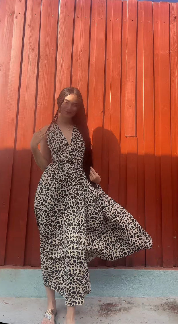 Bohemian Leopard Maxi Dress